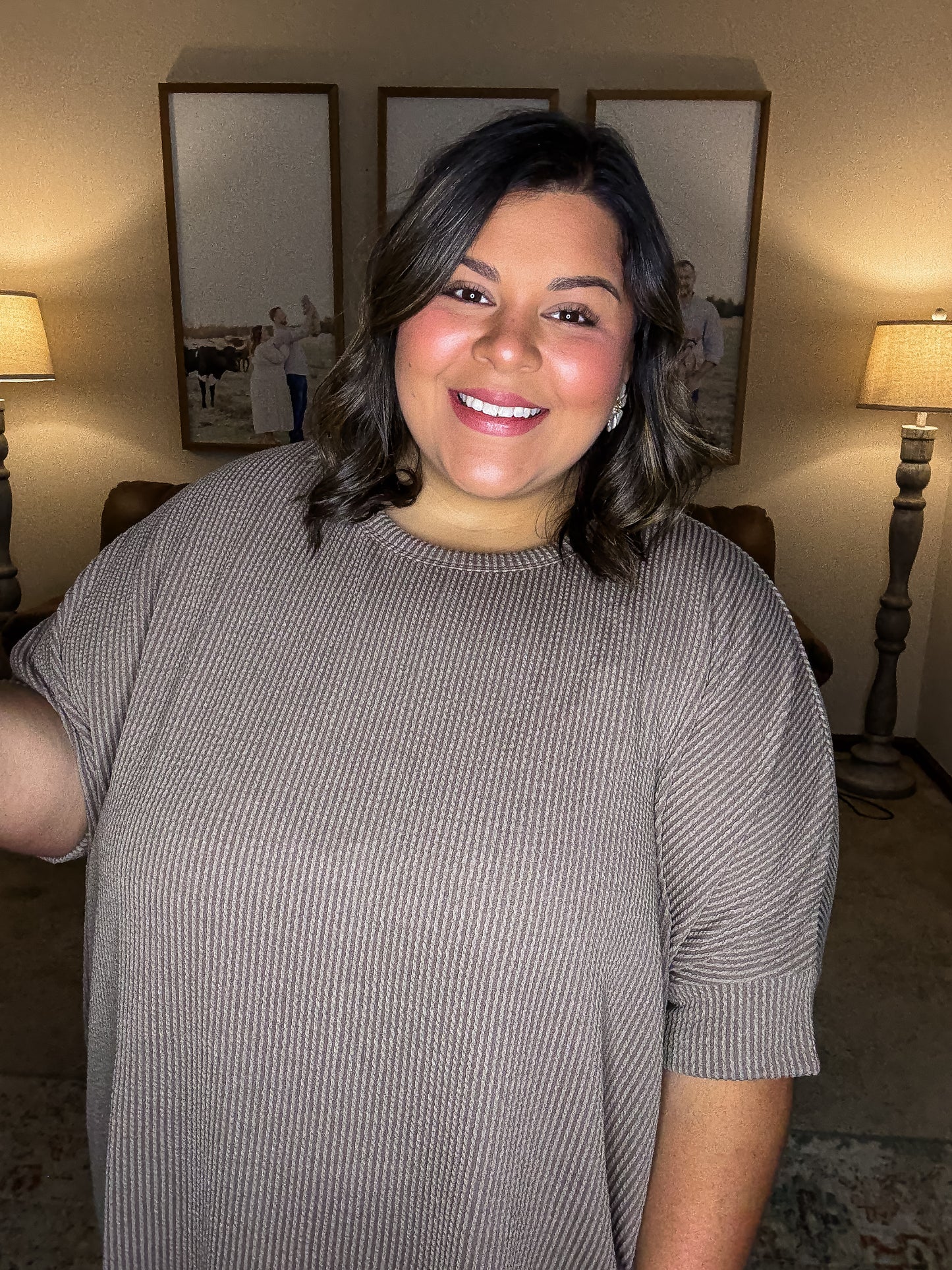 Curvy Mocha Relaxed Ribbed Top