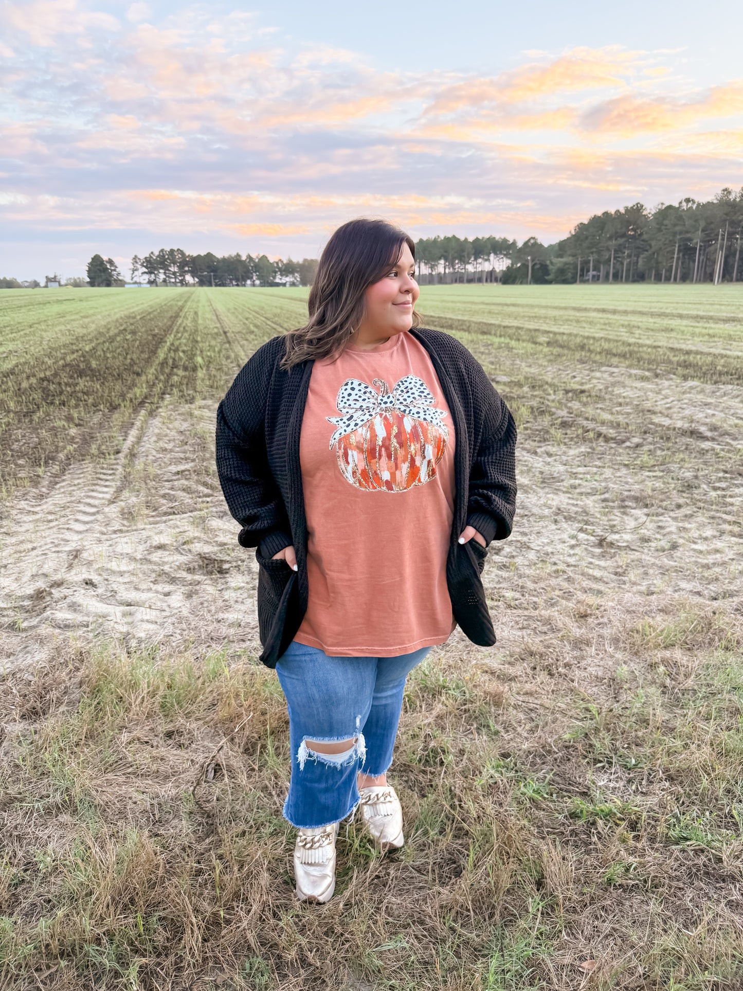 Curvy Cozy Me Up Cardigan in Black