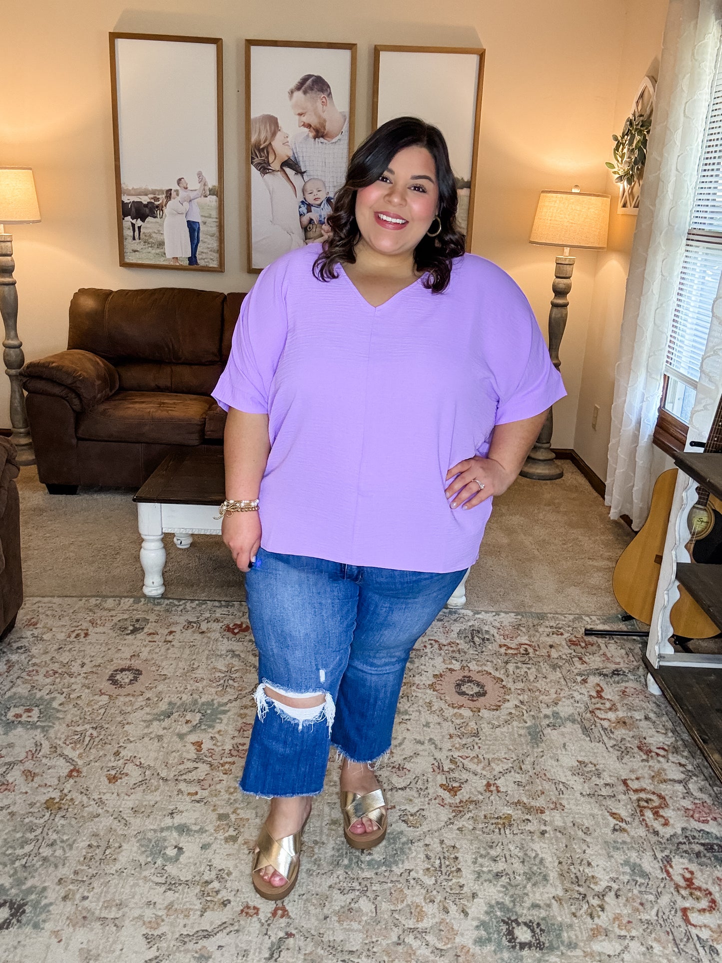 Curvy Spring Fling Top in Lavender