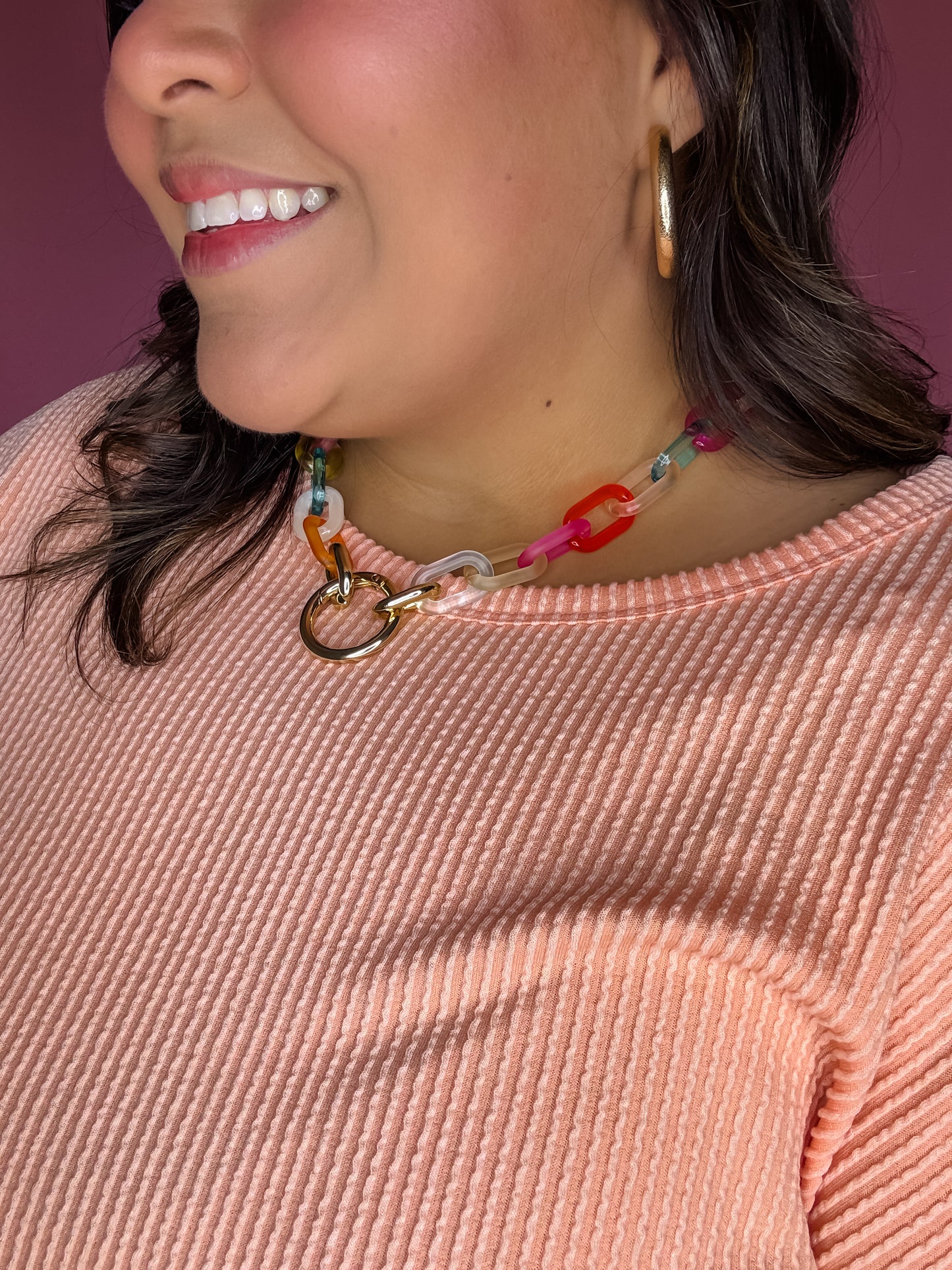 Peach Relaxed Ribbed Top