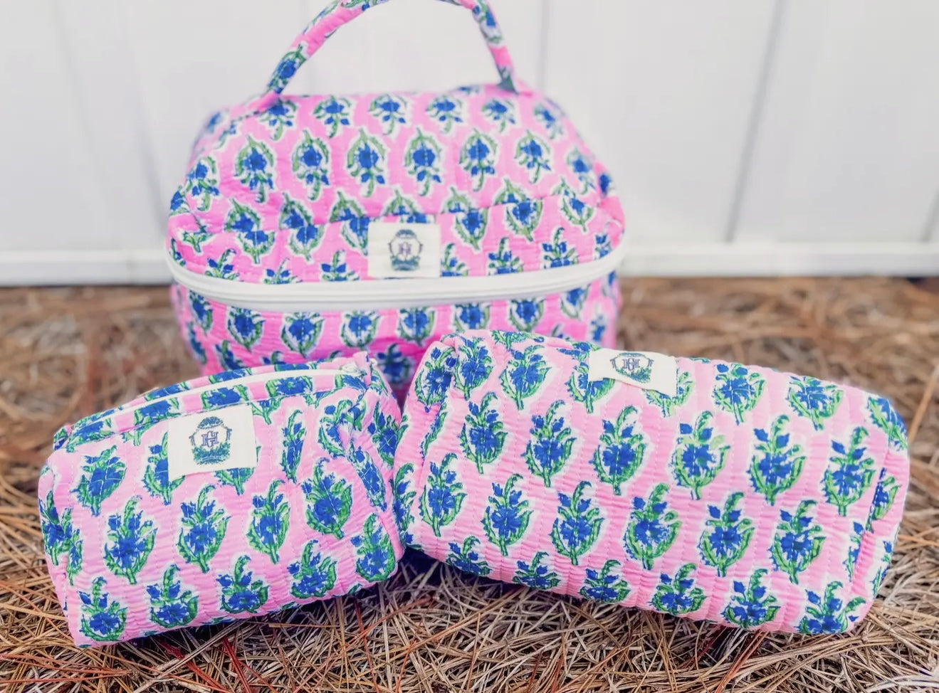 Blue Blossoms Cosmetic Bag Set