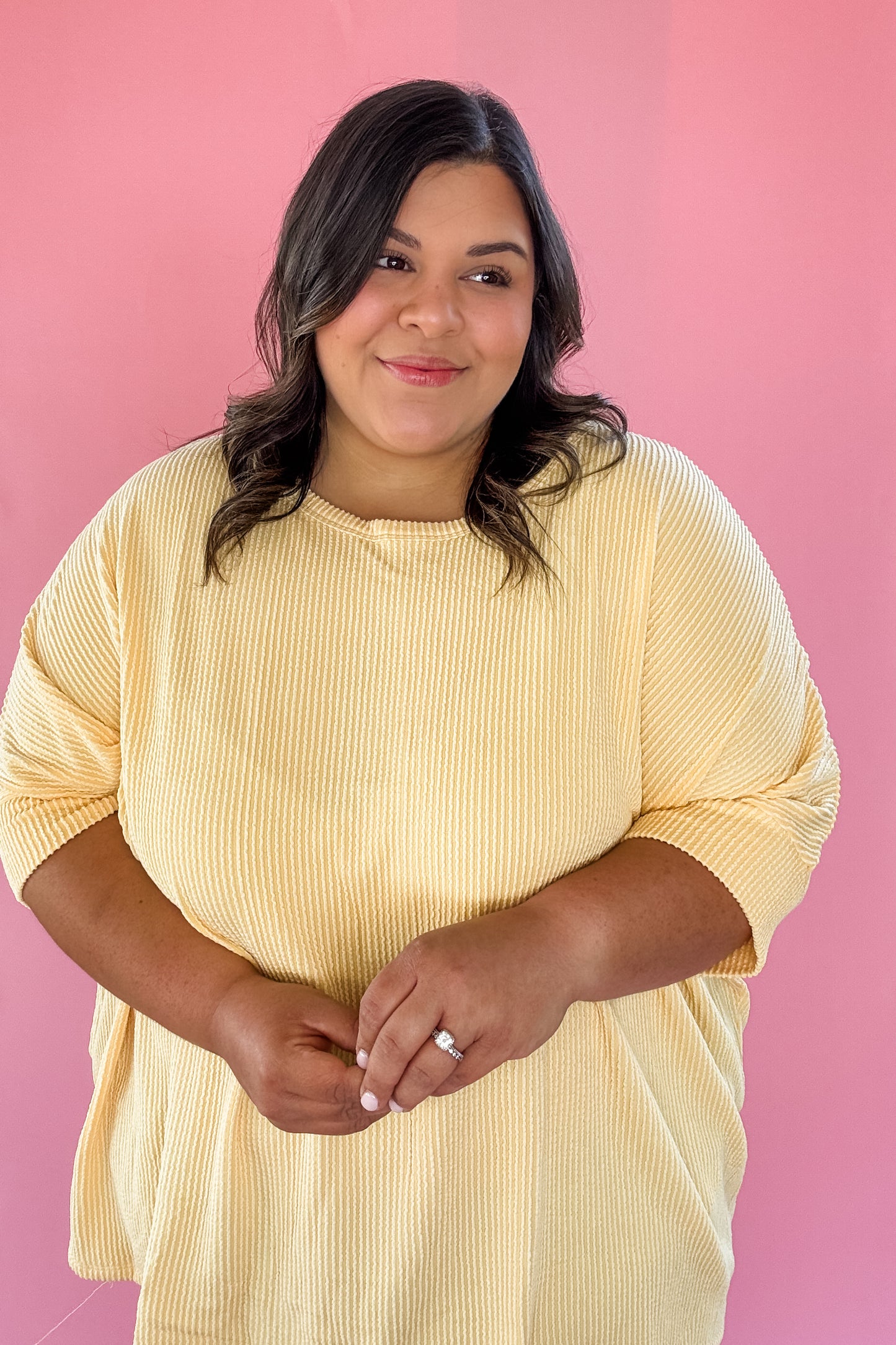Curvy Lemonade Relaxed Ribbed Top