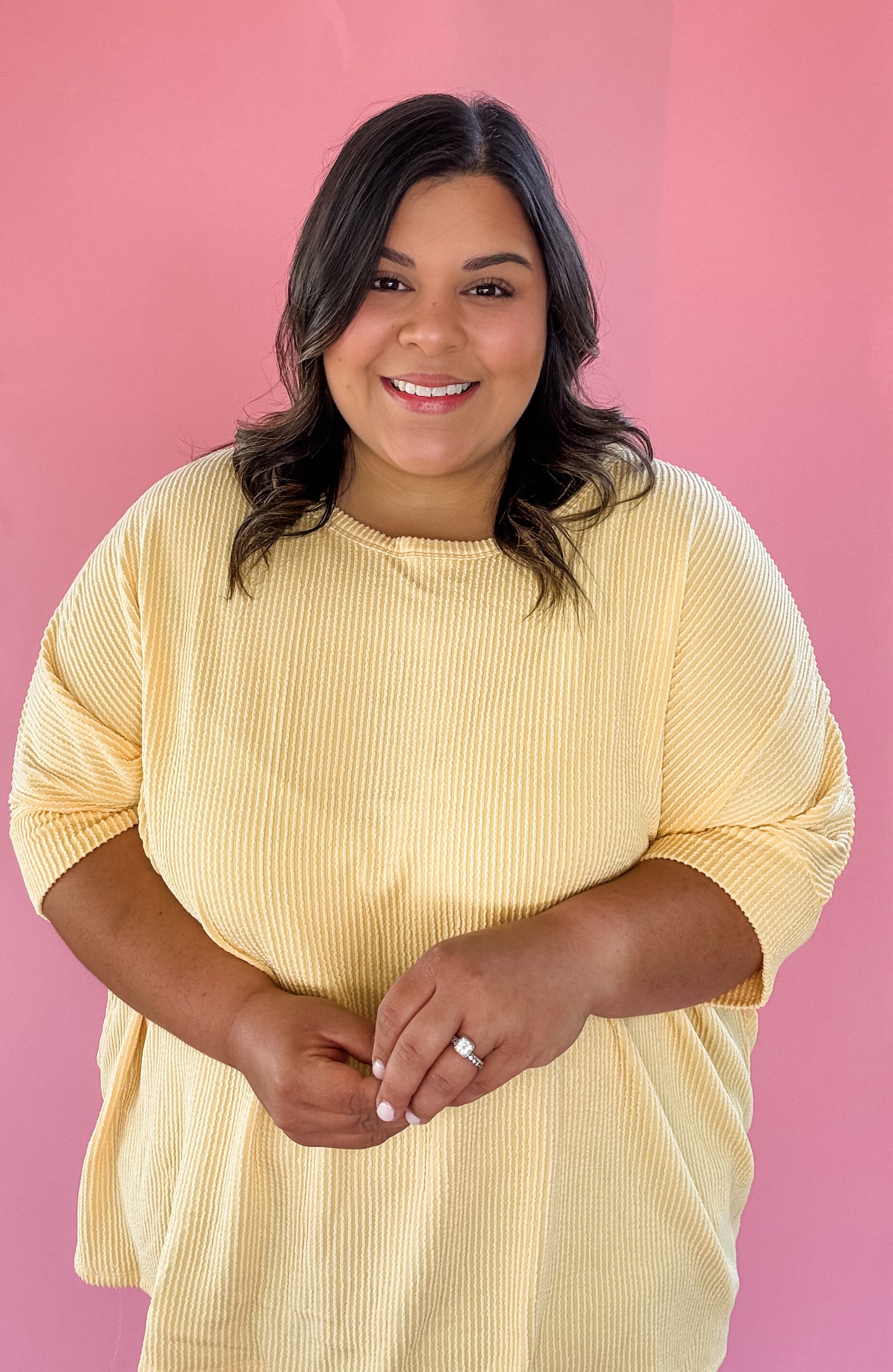 Curvy Lemonade Relaxed Ribbed Top