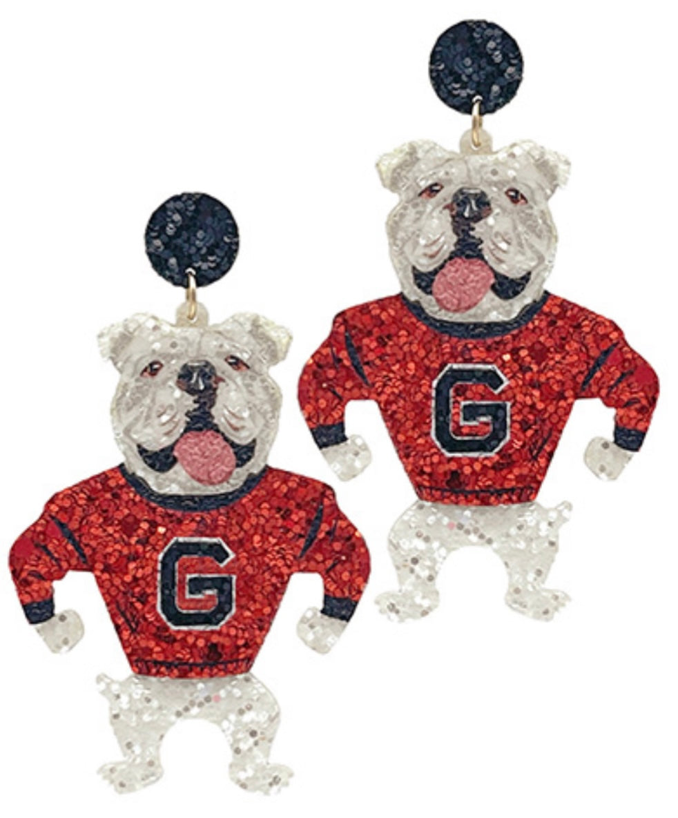UGA Glitter Dawg Earrings