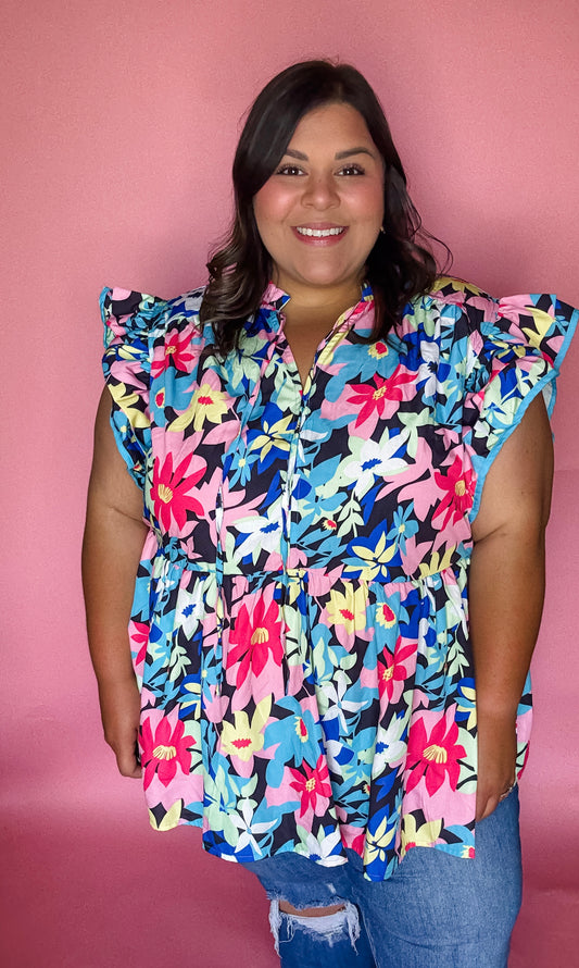 Curvy Fun and Floral Top