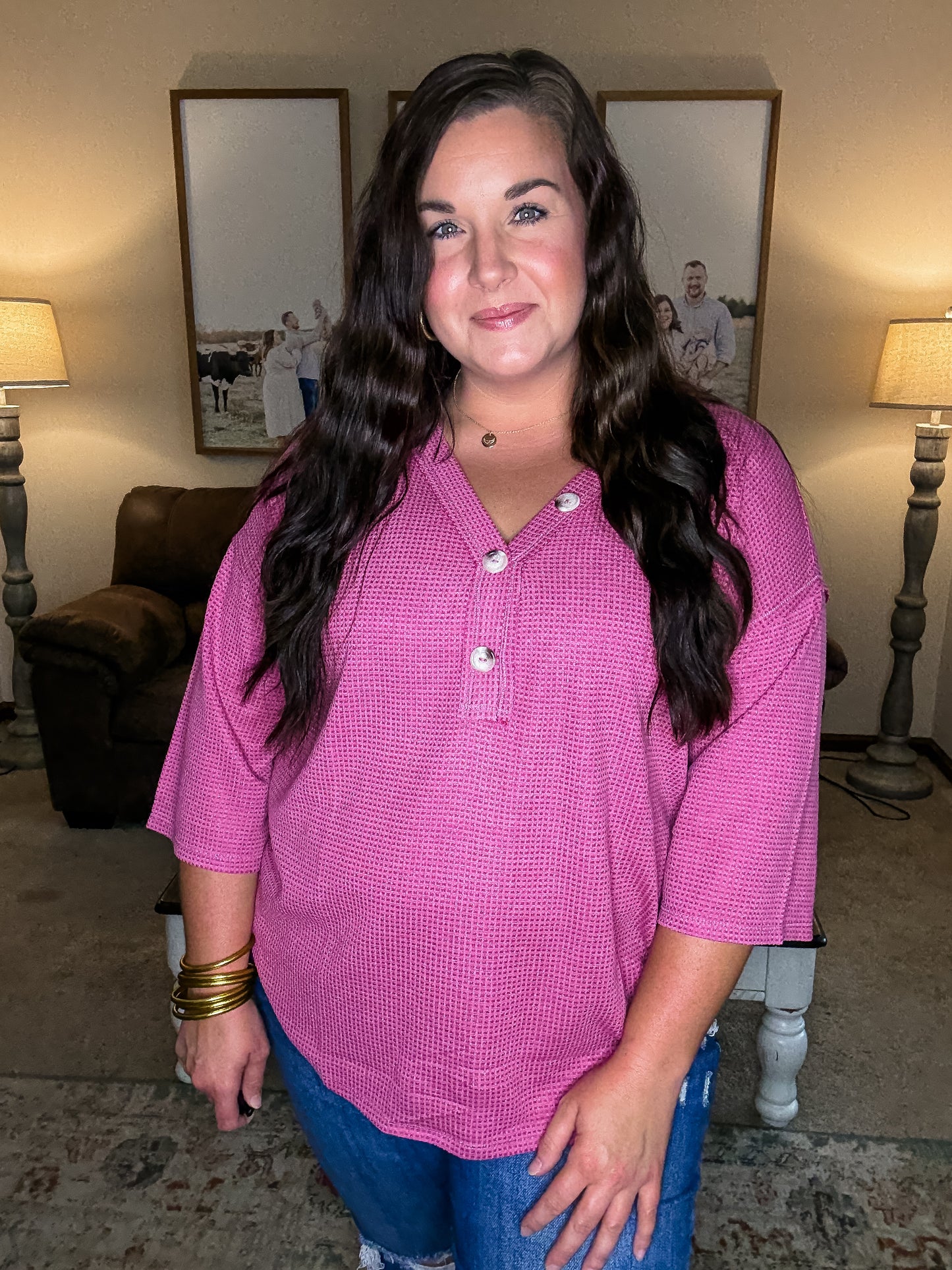 Curvy Crisp Morning Top in Berry