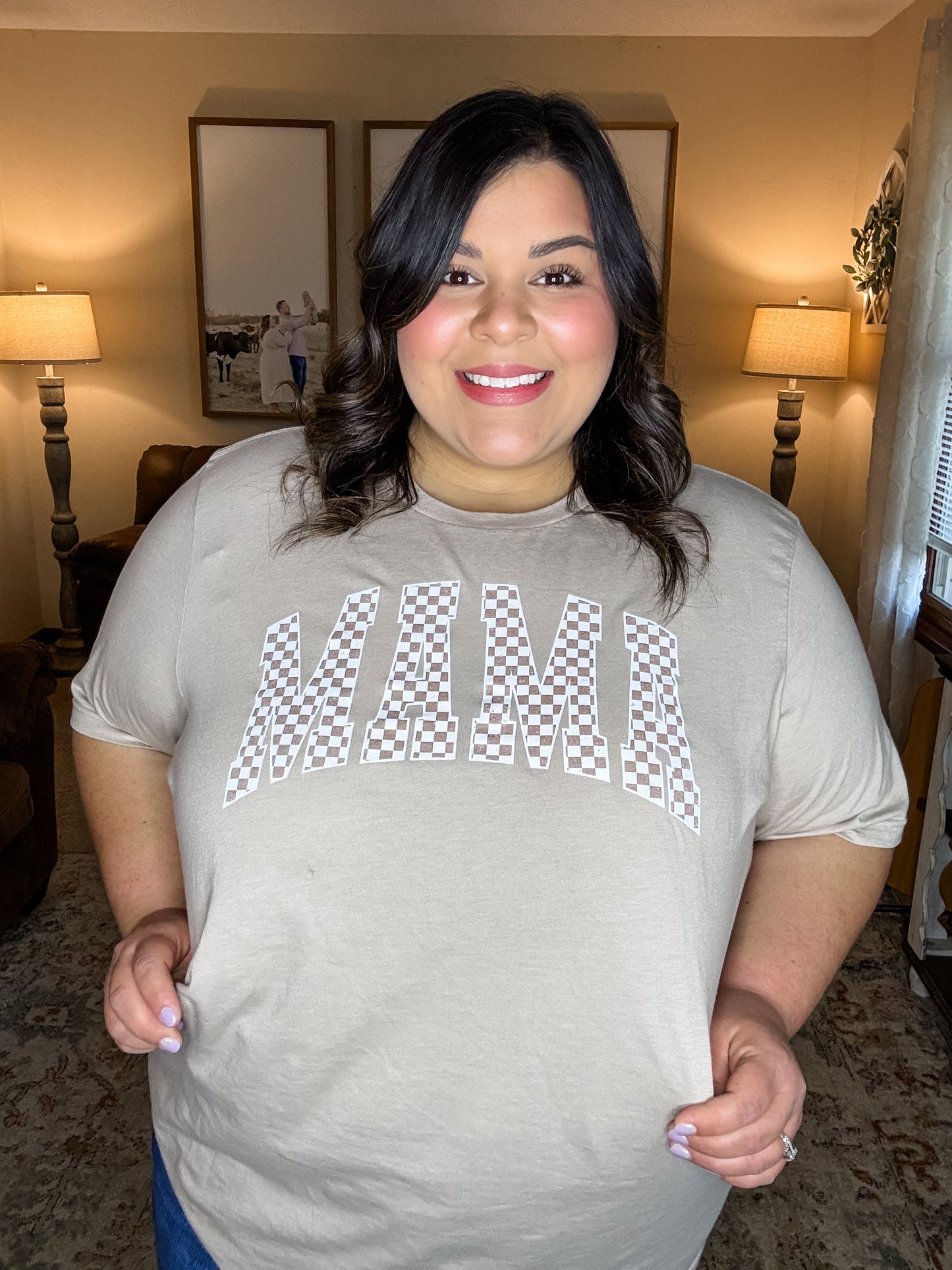 Checkered Mama Tee