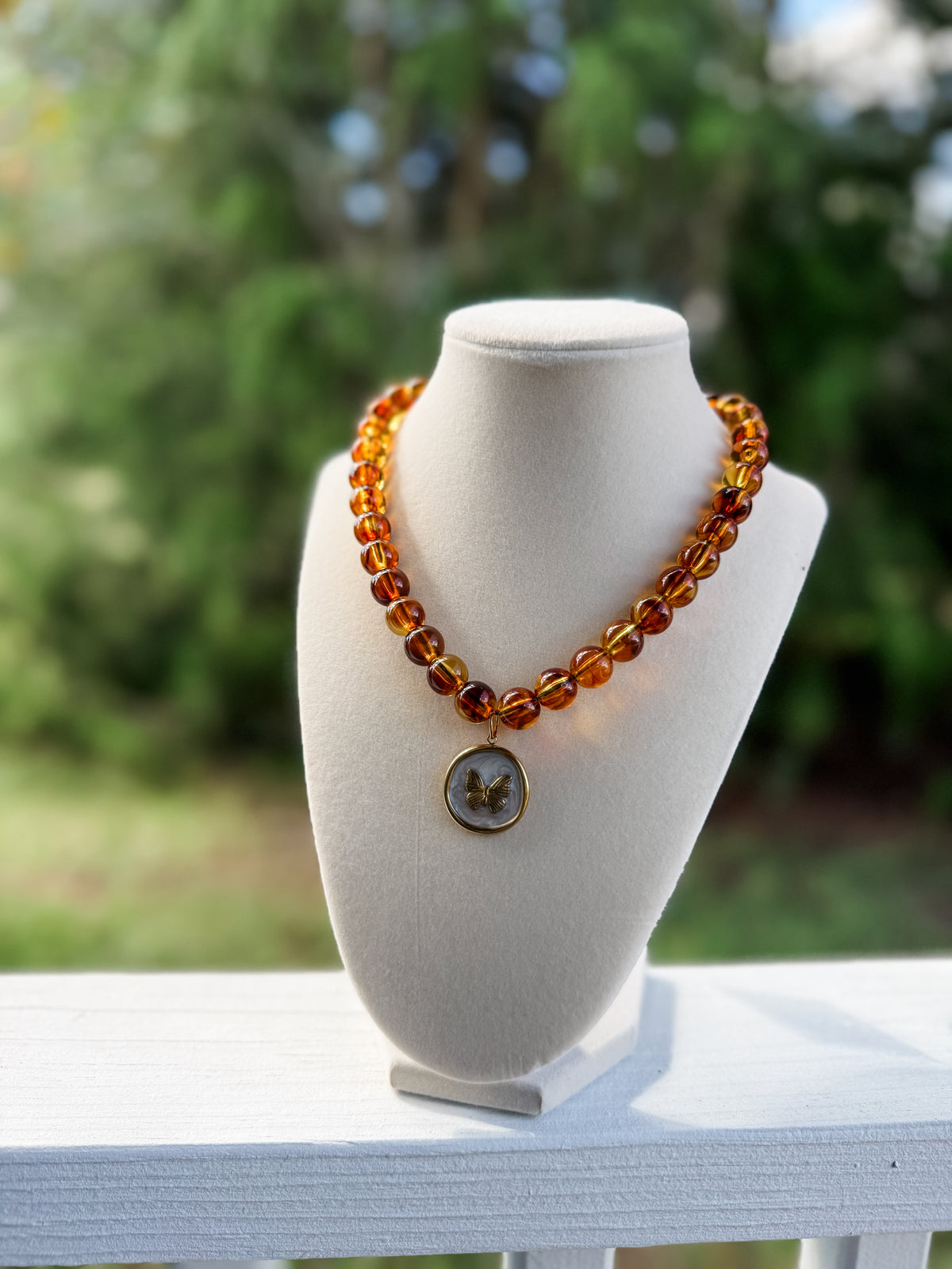 Tortoise Shell Butterfly Necklace