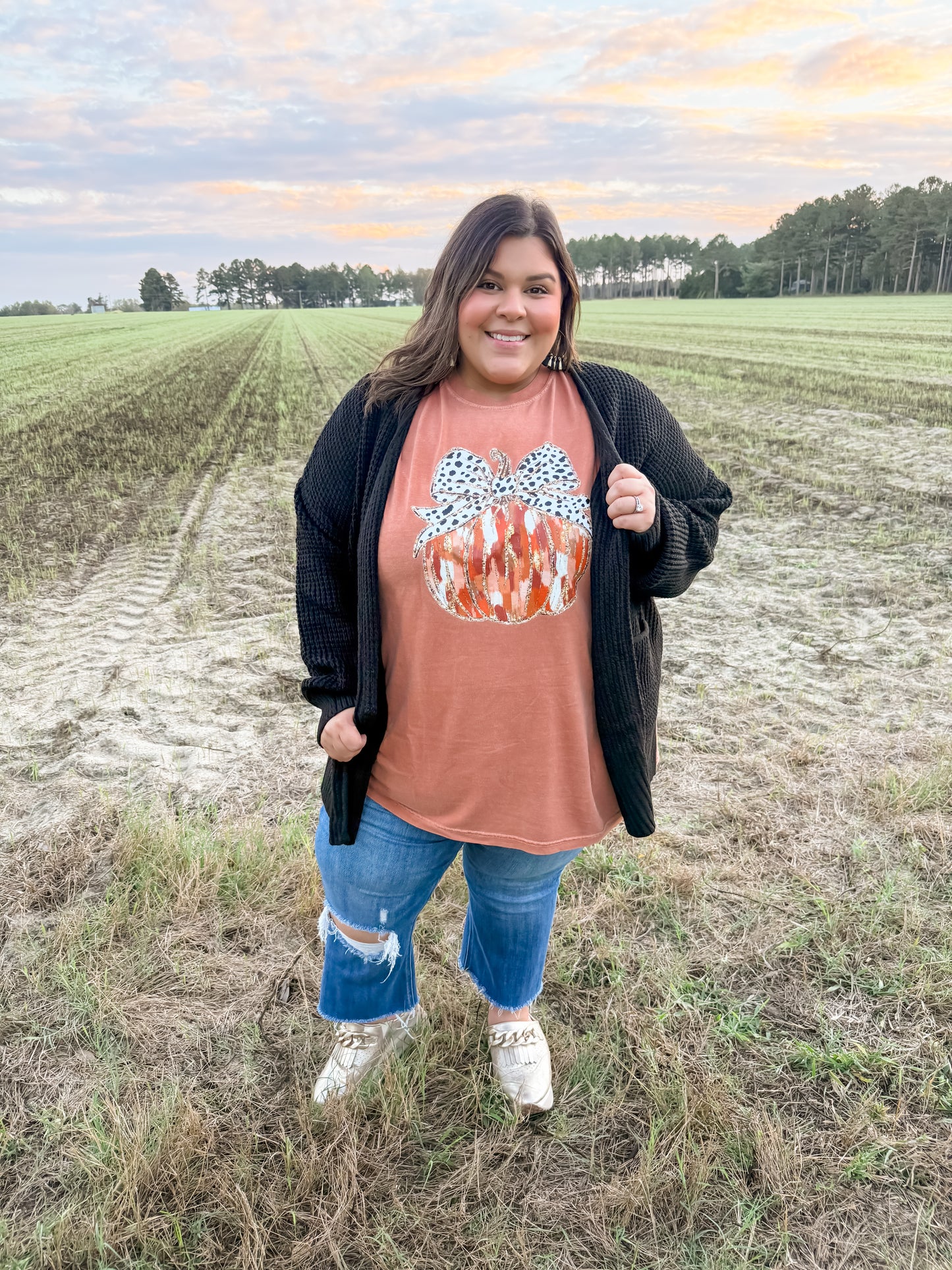 Curvy Cozy Me Up Cardigan in Black