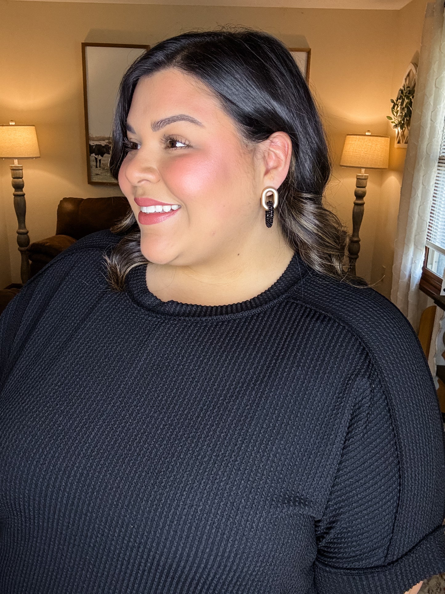 Curvy Little Black Ribbed Top