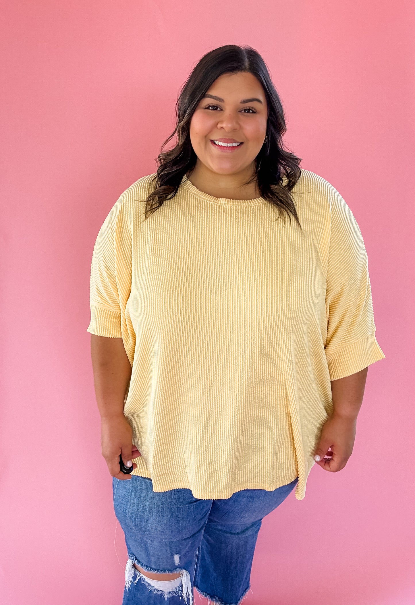 Curvy Lemonade Relaxed Ribbed Top