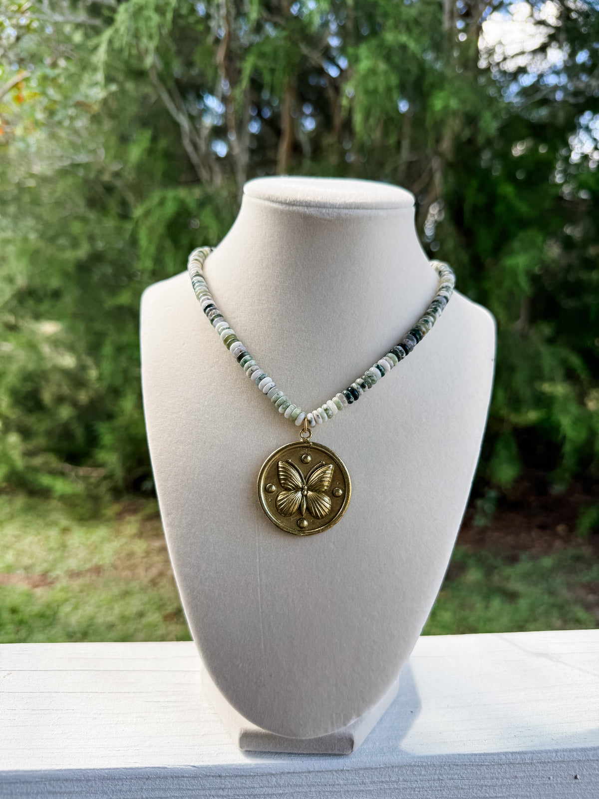 Butterfly Pendant Mini Beaded Necklace