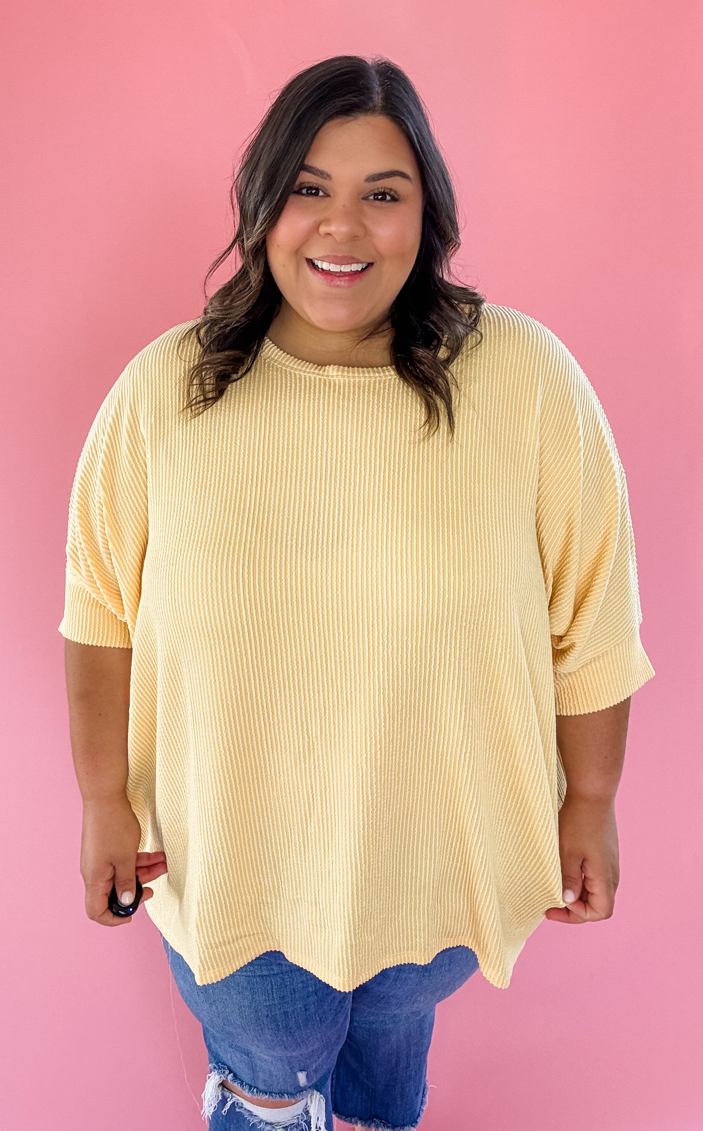 Curvy Lemonade Relaxed Ribbed Top