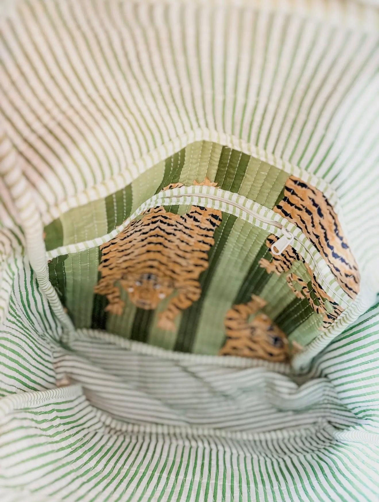 Sage Eye of the Tiger Quilted Backpack