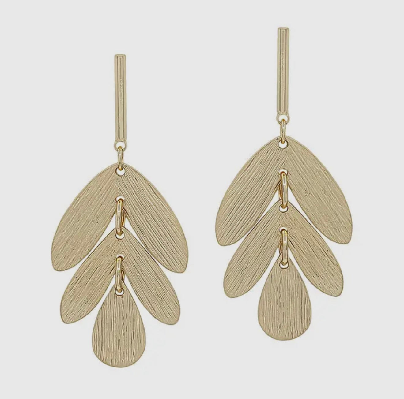 Gold Bar and Petal Earrings