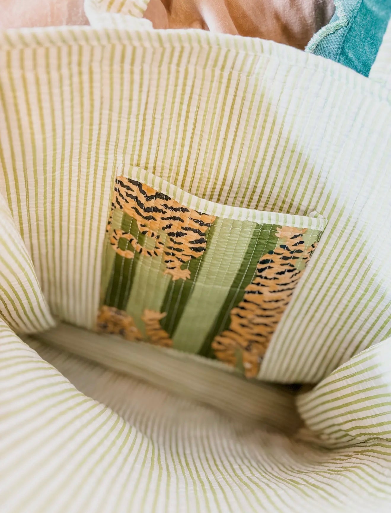 Large Sage Eye of the Tiger Tote Bag