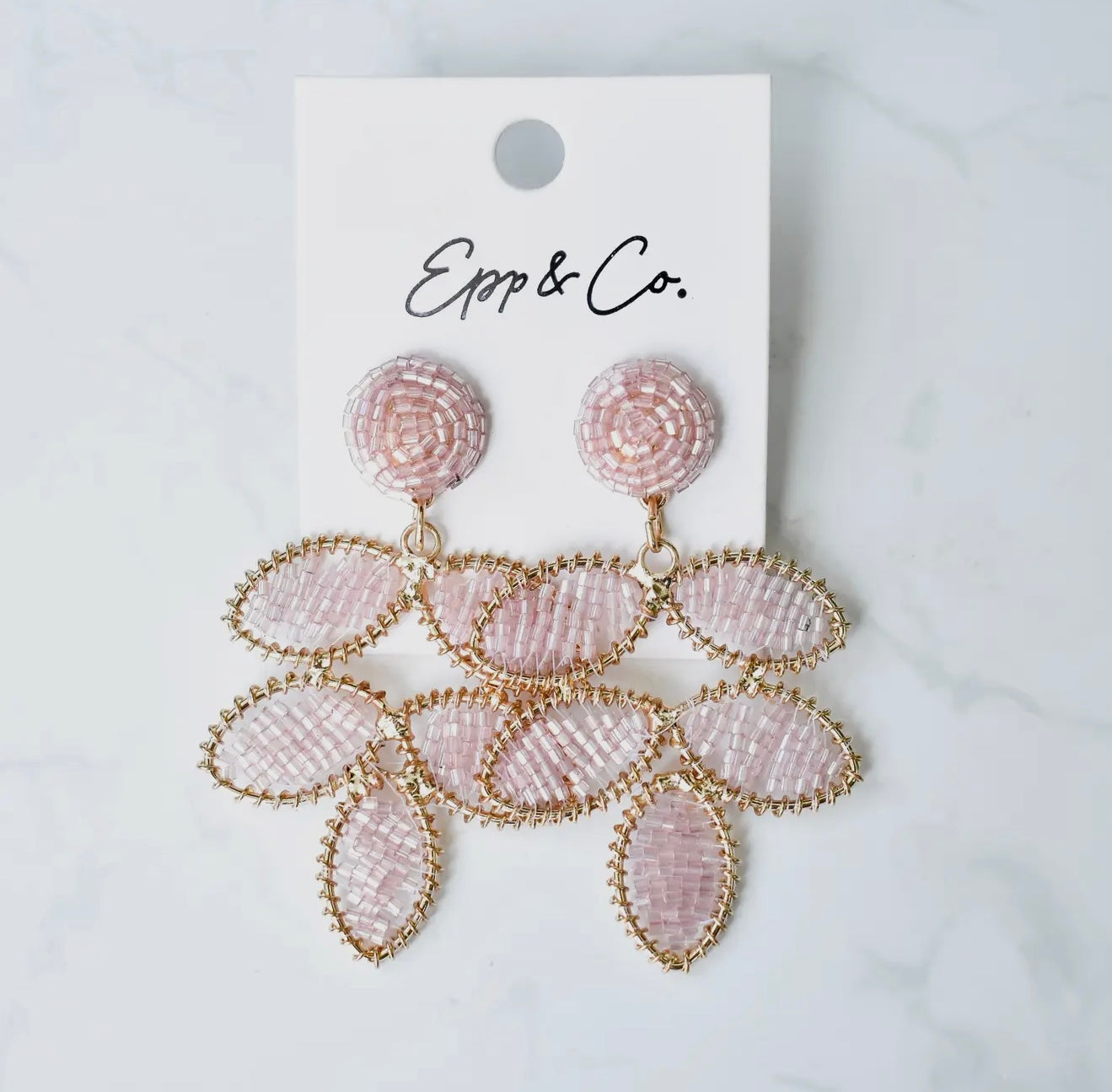 Blush Beaded Petal Earrings