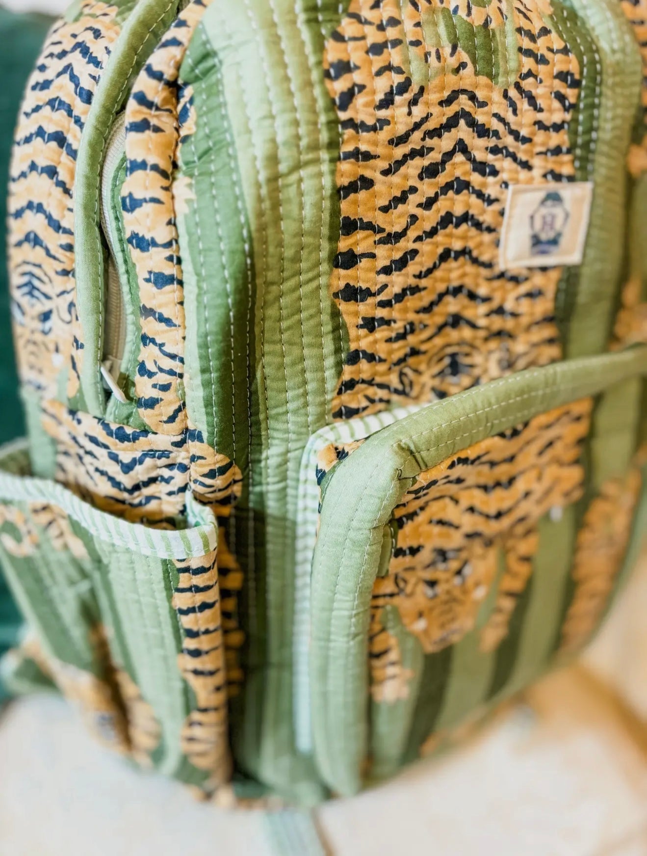 Sage Eye of the Tiger Quilted Backpack