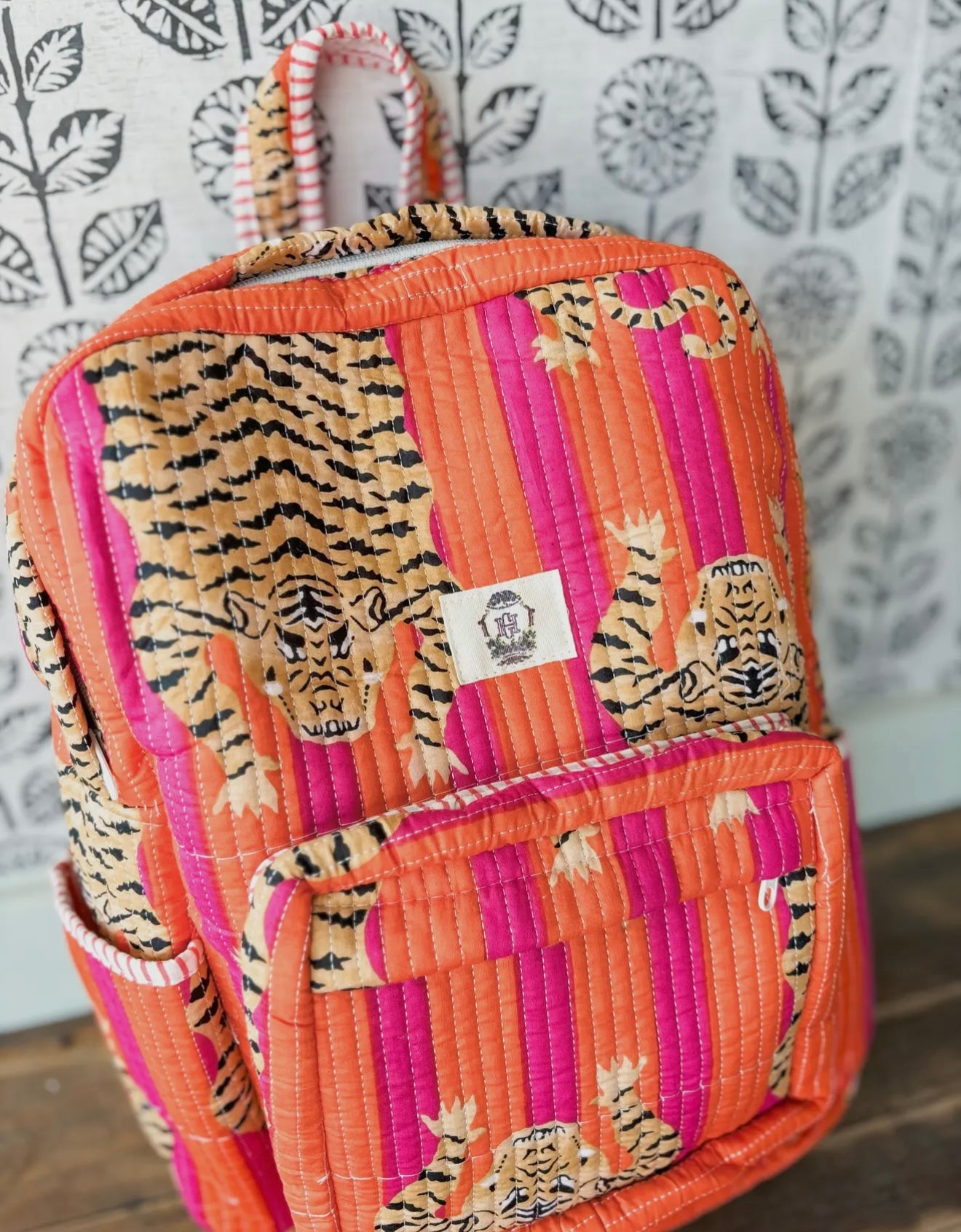 Pink/Orange Eye of the Tiger Quilted Backpack