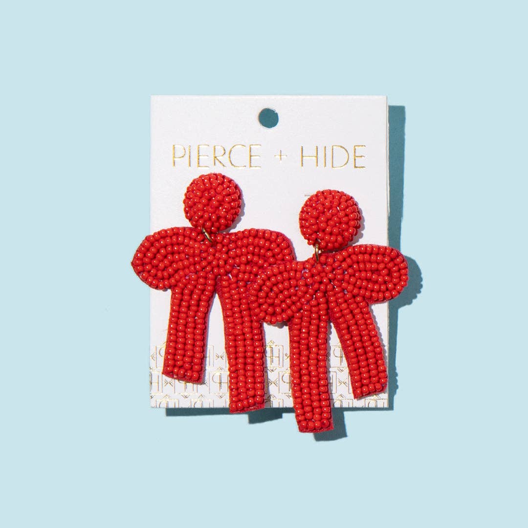 Red Beaded Bow Earrings