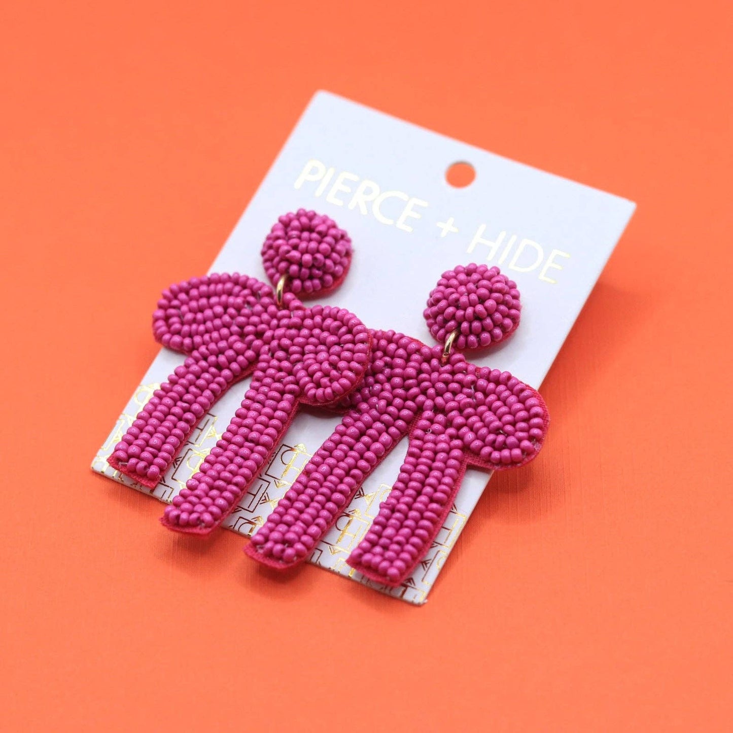 Hot Pink Beaded Bow Earrings