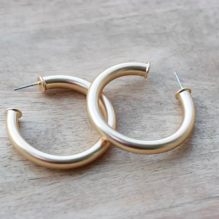 Brushed Gold Hoops