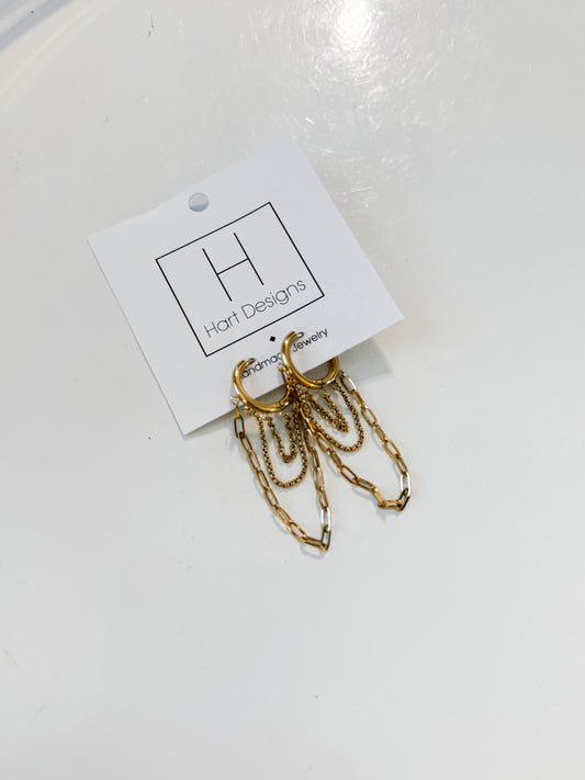 Hart Designs | Triple Chain Huggie Earrings
