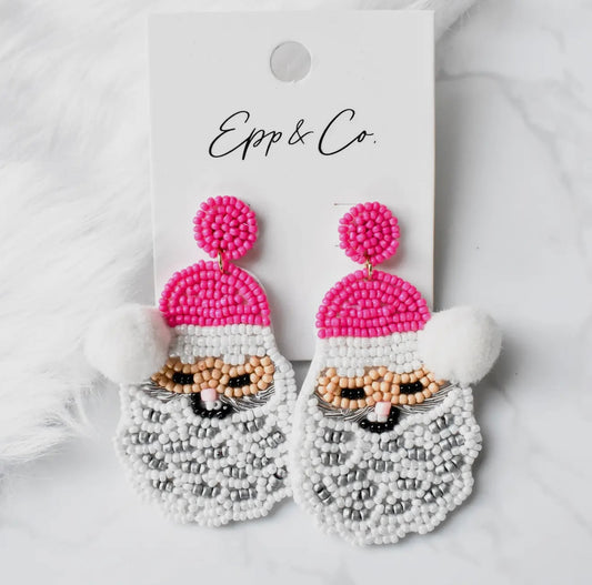 Jolly Santa Earrings in Hot Pink