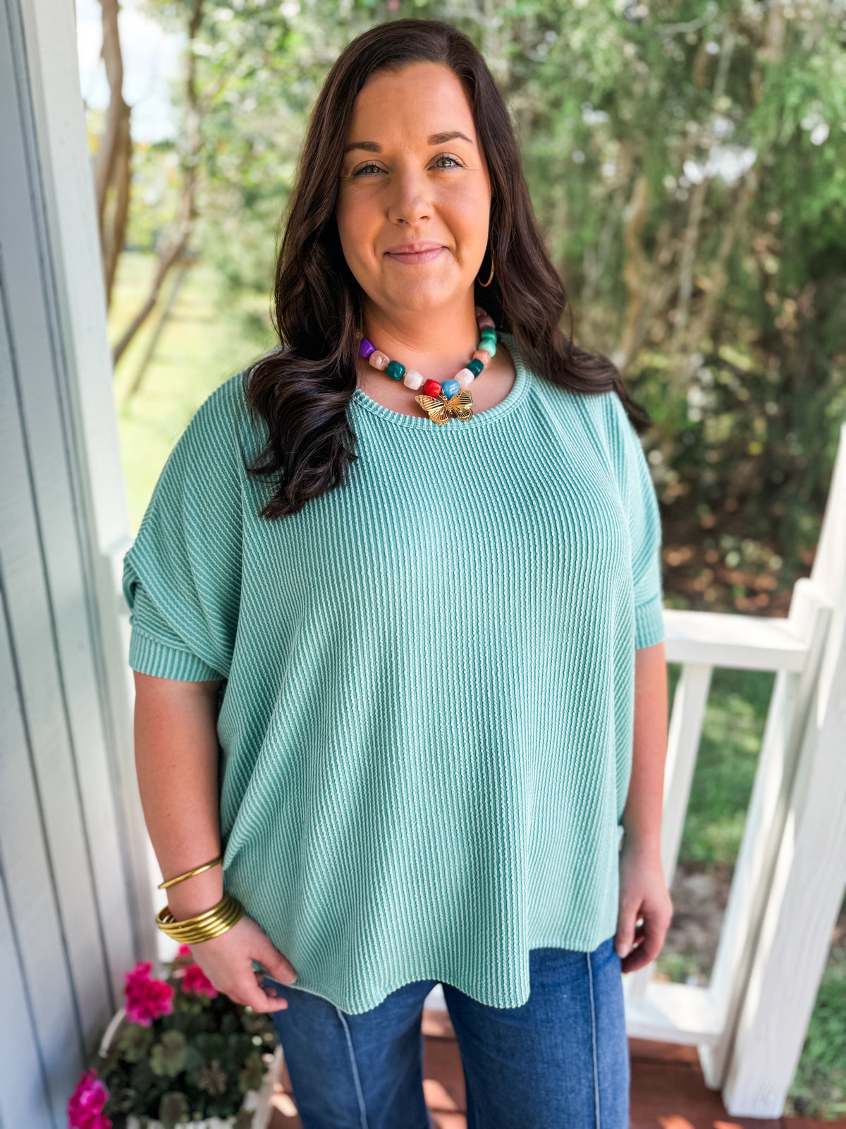 Curvy August Waters Ribbed Top