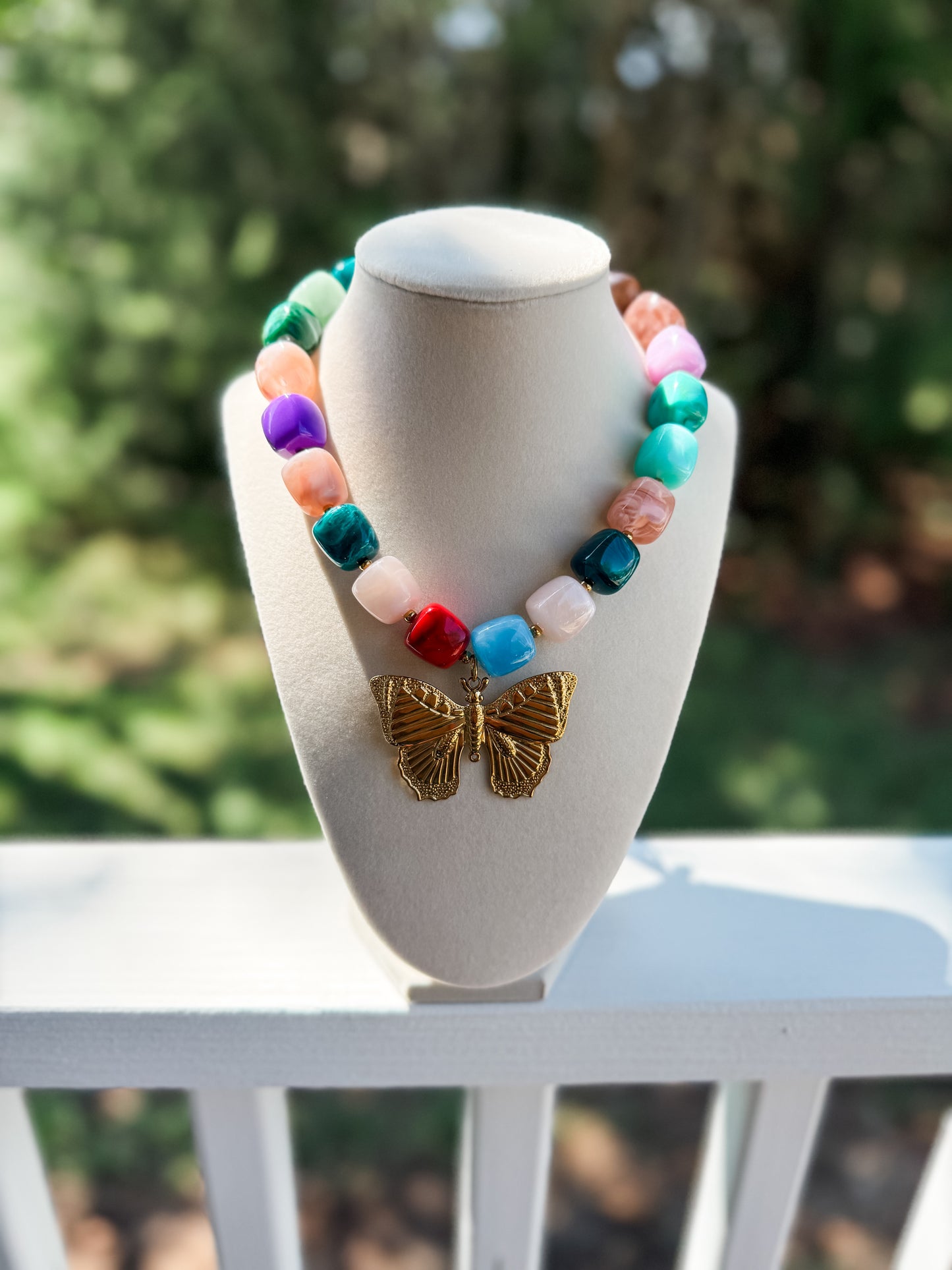 Butterfly Multicolored Beaded Necklace