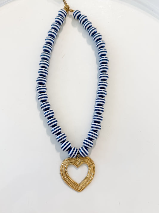 Hart Designs | Navy Striped Beads Necklace