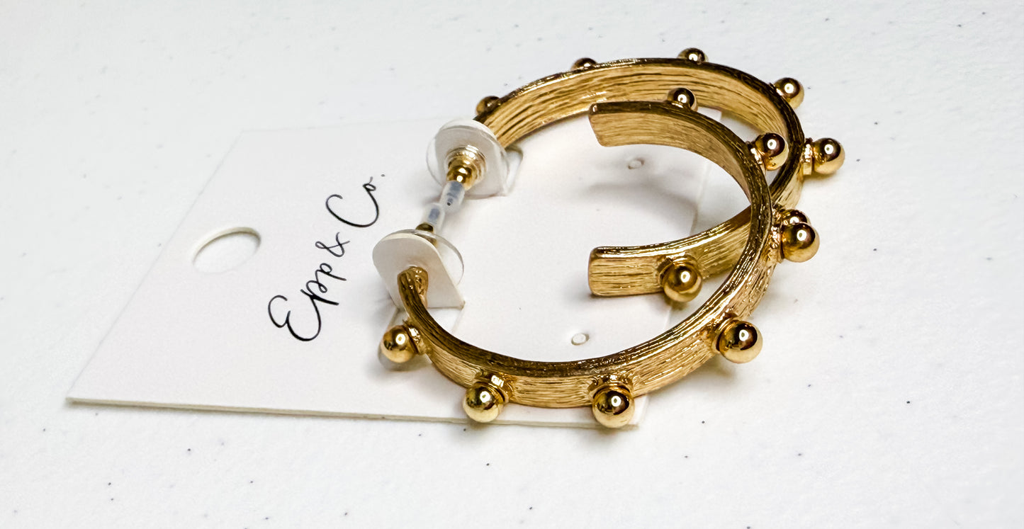 Textured Gold Stud Hoops