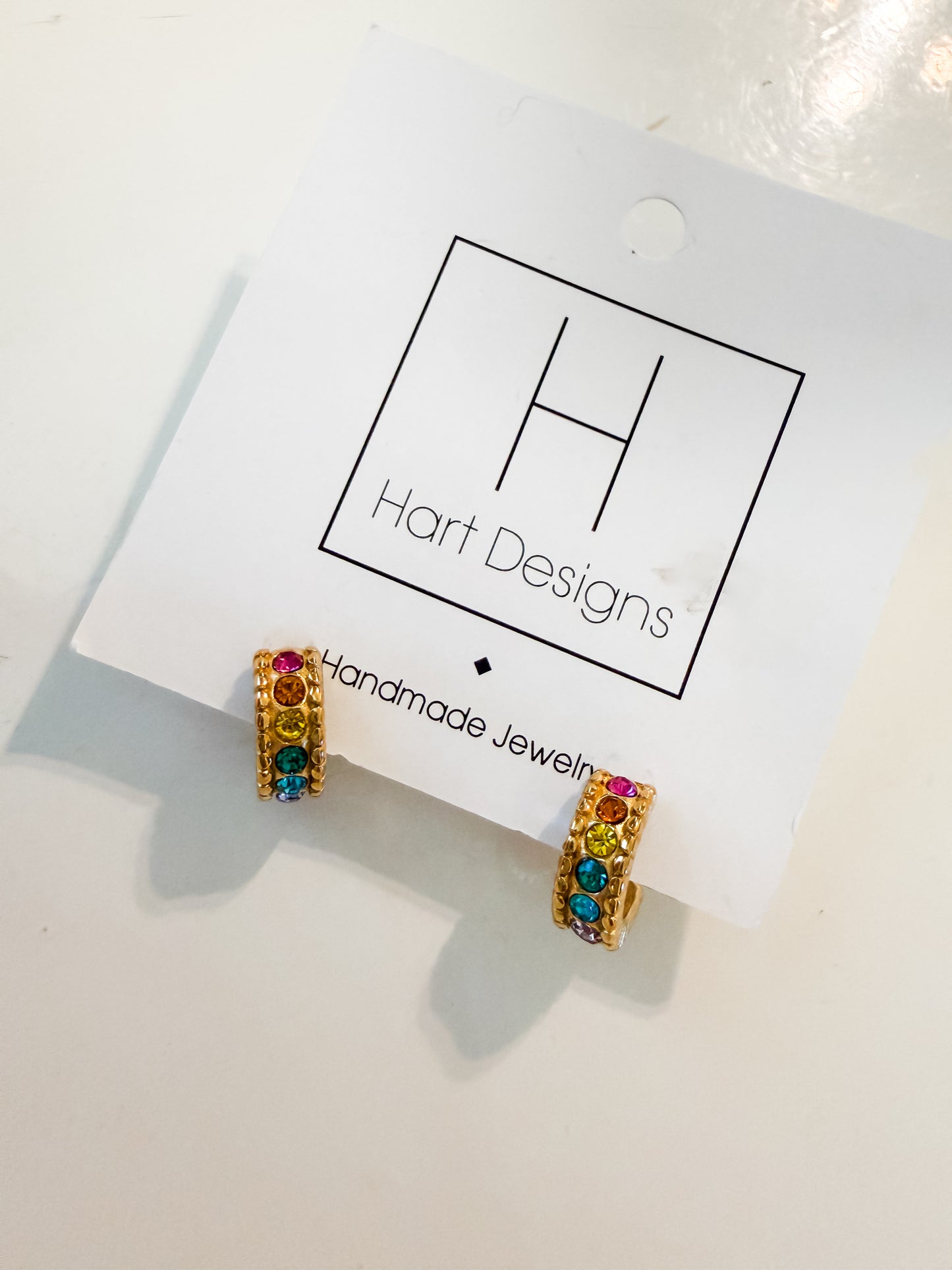 Hart Designs | Rainbow Huggie Earrings