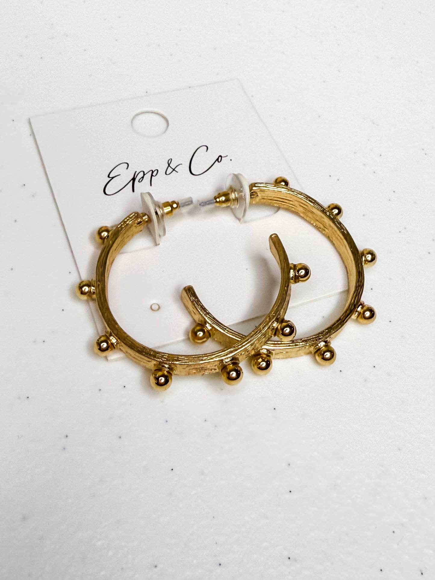 Textured Gold Stud Hoops