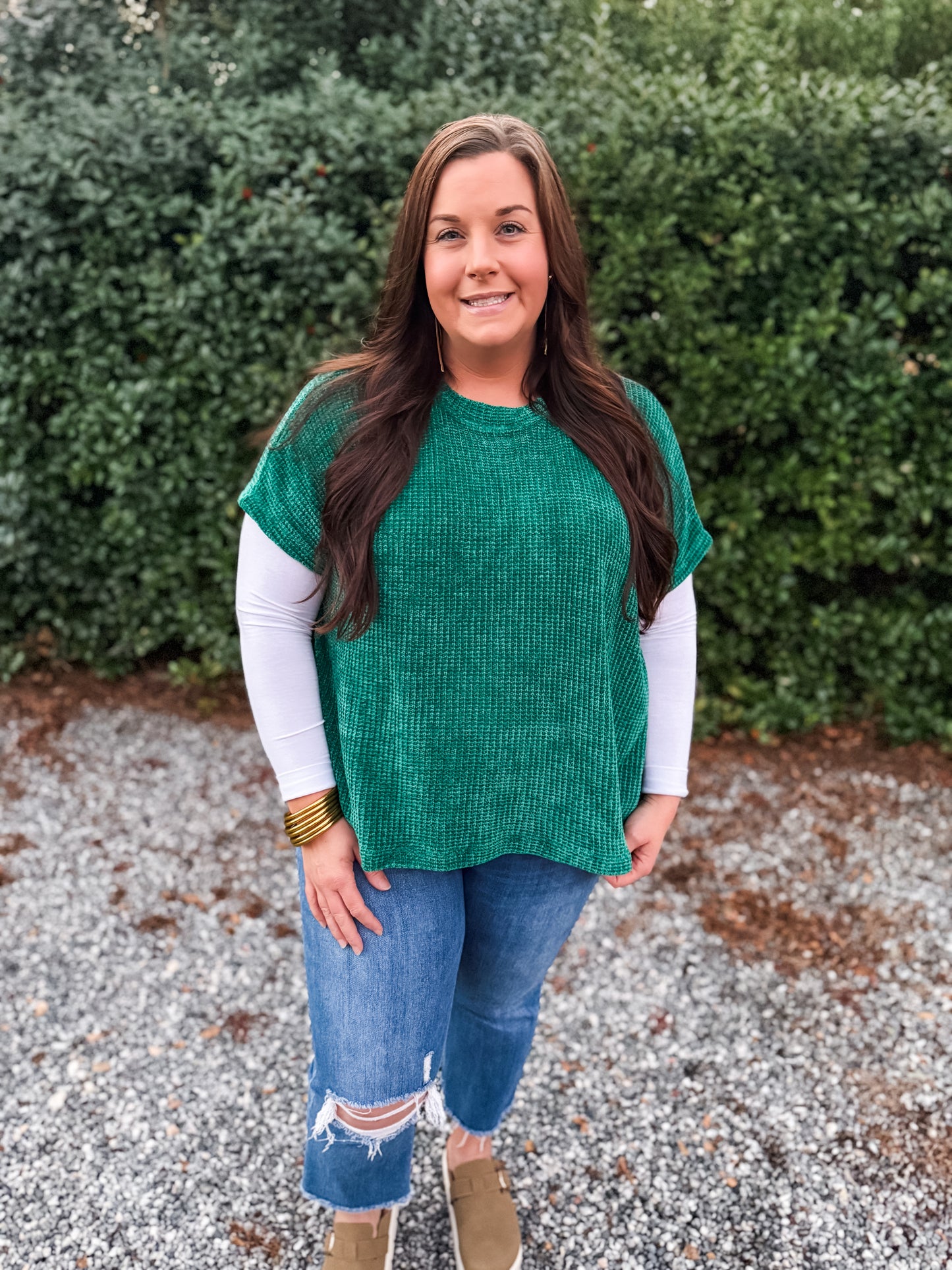 Curvy Evergreen Chenille Top