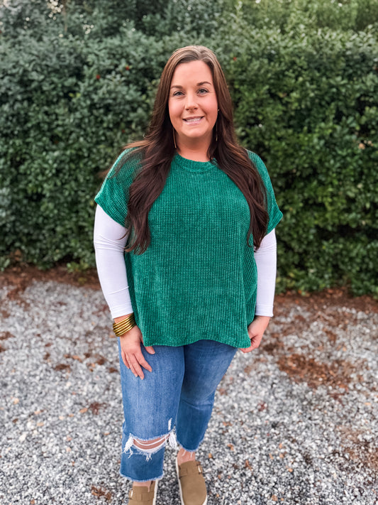 Curvy Evergreen Chenille Top