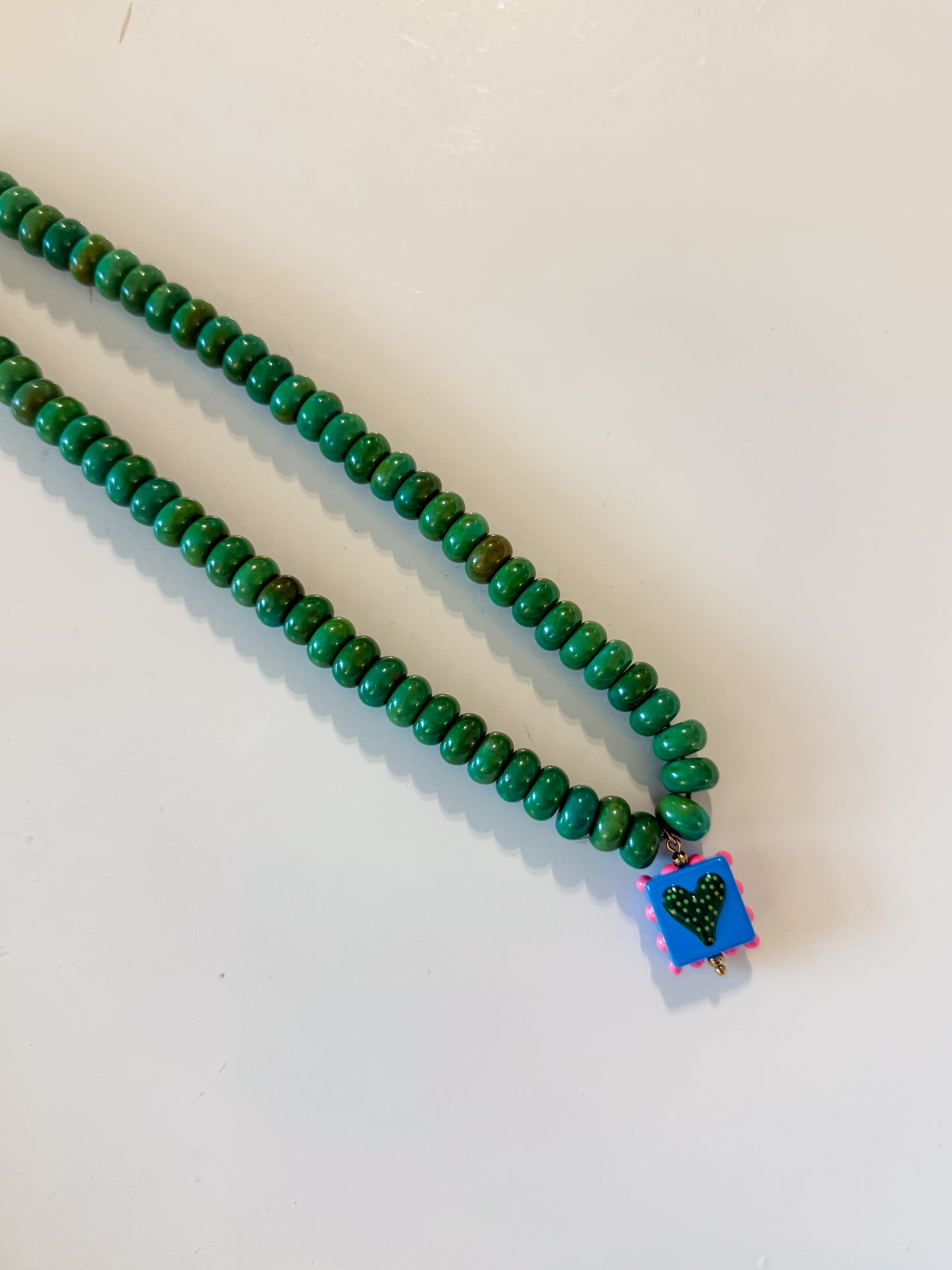 Hart Designs | Green Heart Beaded Necklace