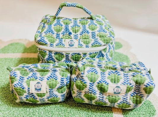 Green Blooms Cosmetic Bag Set