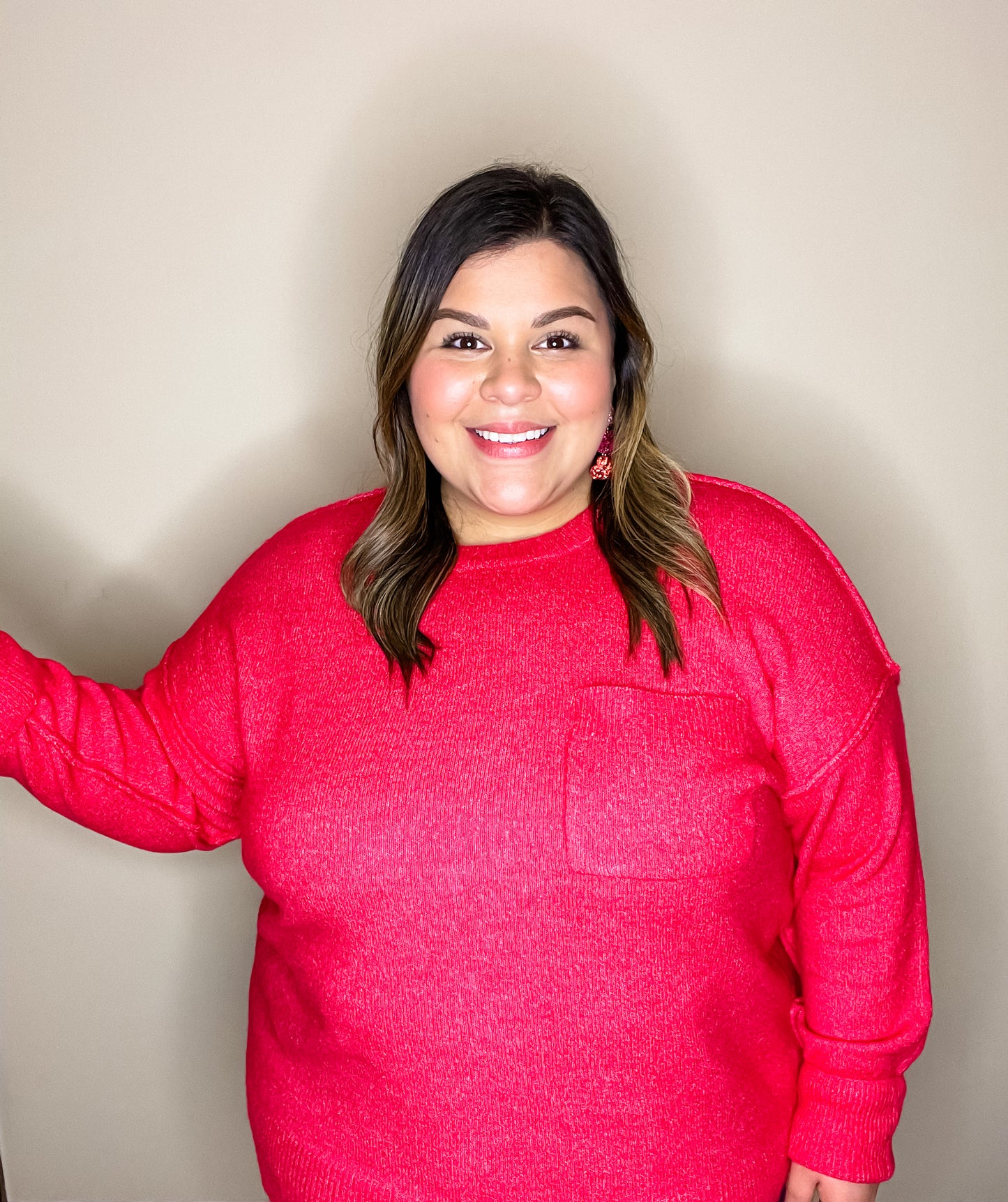 Curvy Just Right Sweater in Magenta