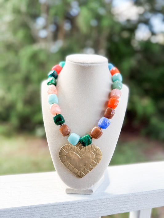 Multicolored Heart Necklace