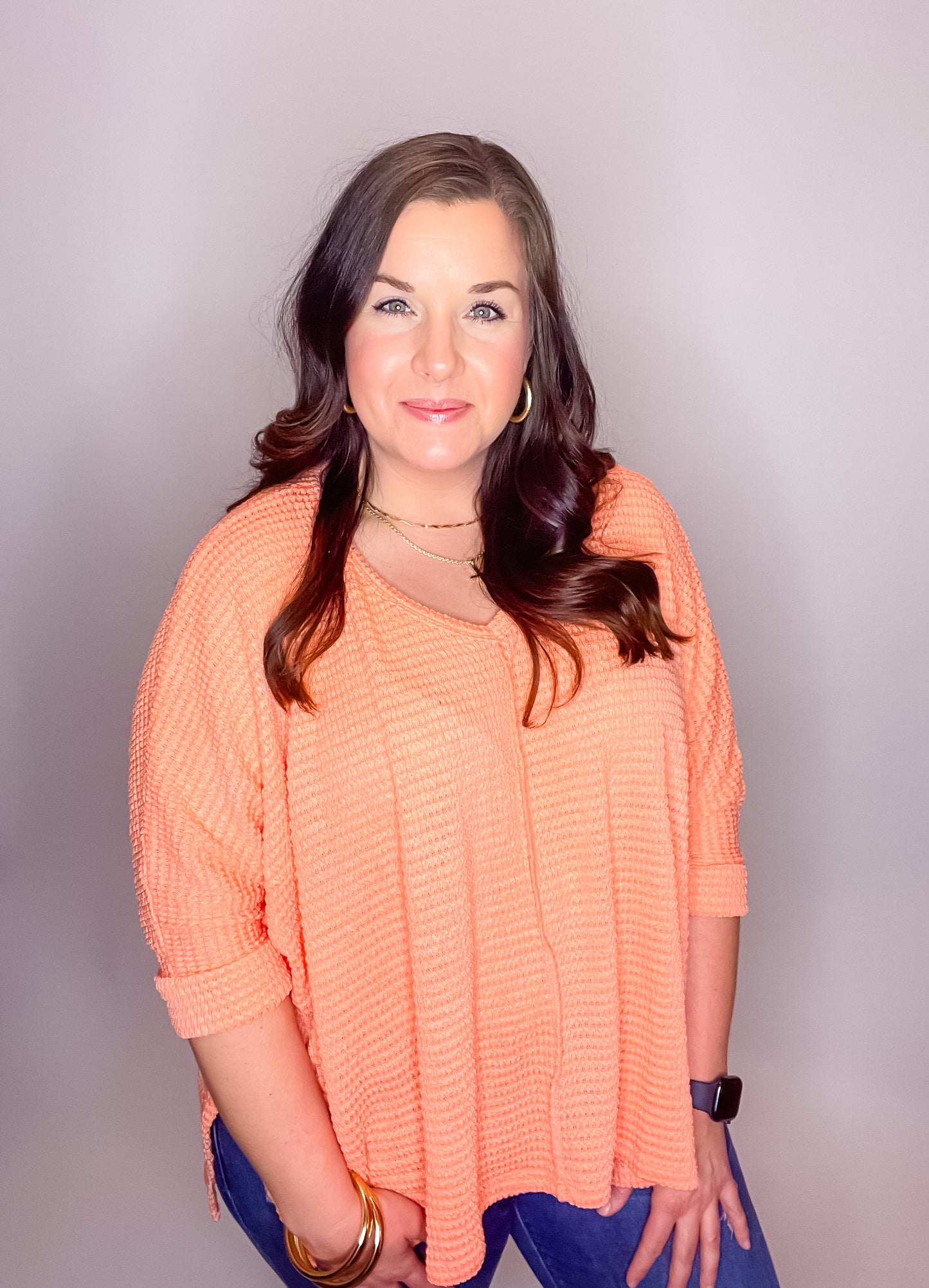 Curvy Warming Up Top in Coral