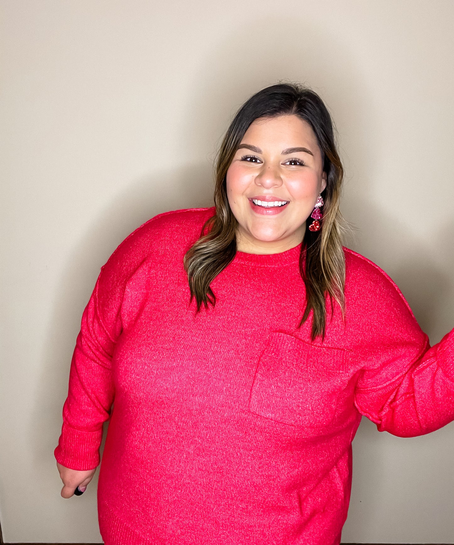 Curvy Just Right Sweater in Magenta