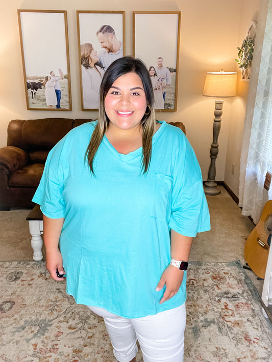 Curvy Basic Betty Top in Mint