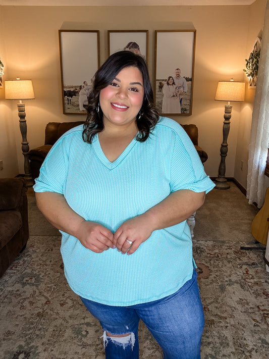 Curvy Fresh Flair Top in Mint