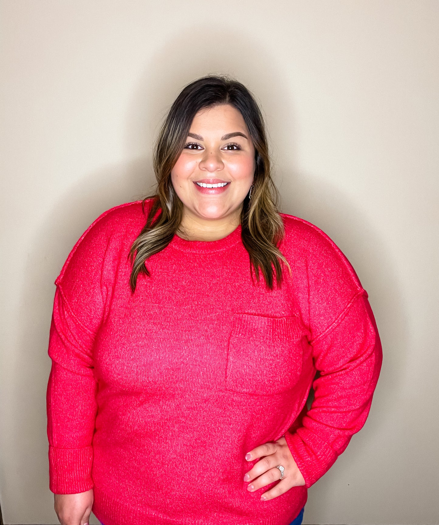 Curvy Just Right Sweater in Magenta