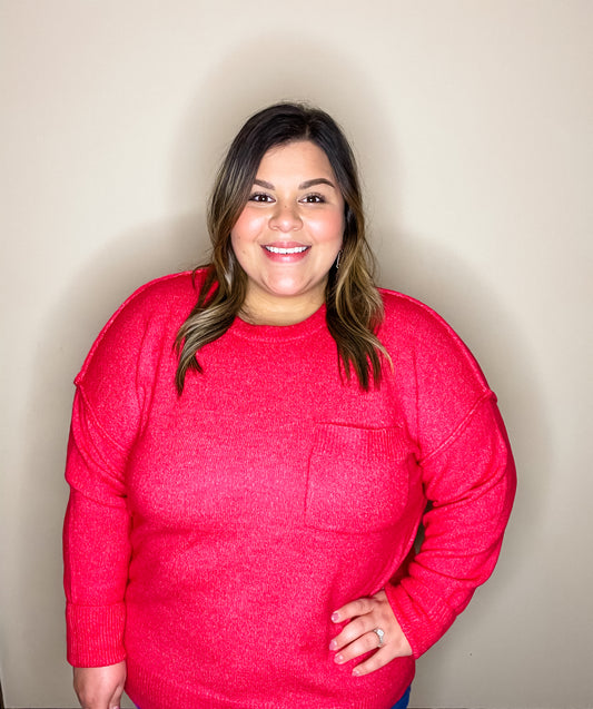 Curvy Just Right Sweater in Magenta