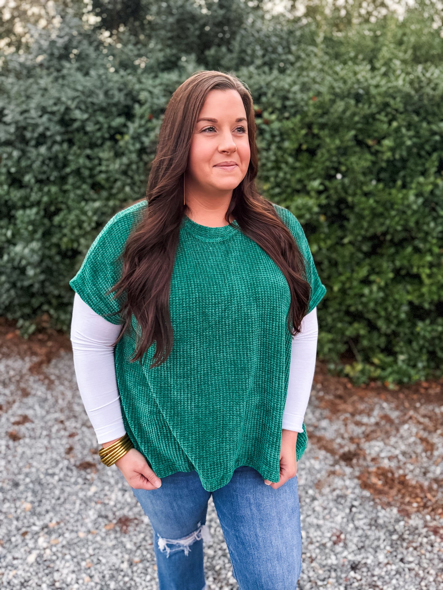 Curvy Evergreen Chenille Top