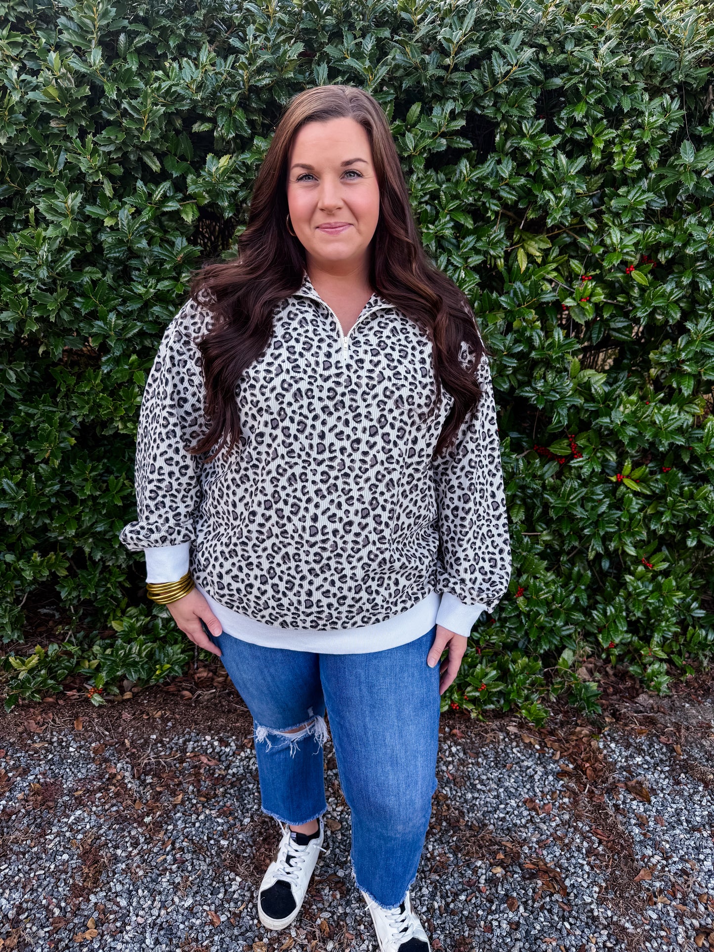 Leopard Corduroy Pullover