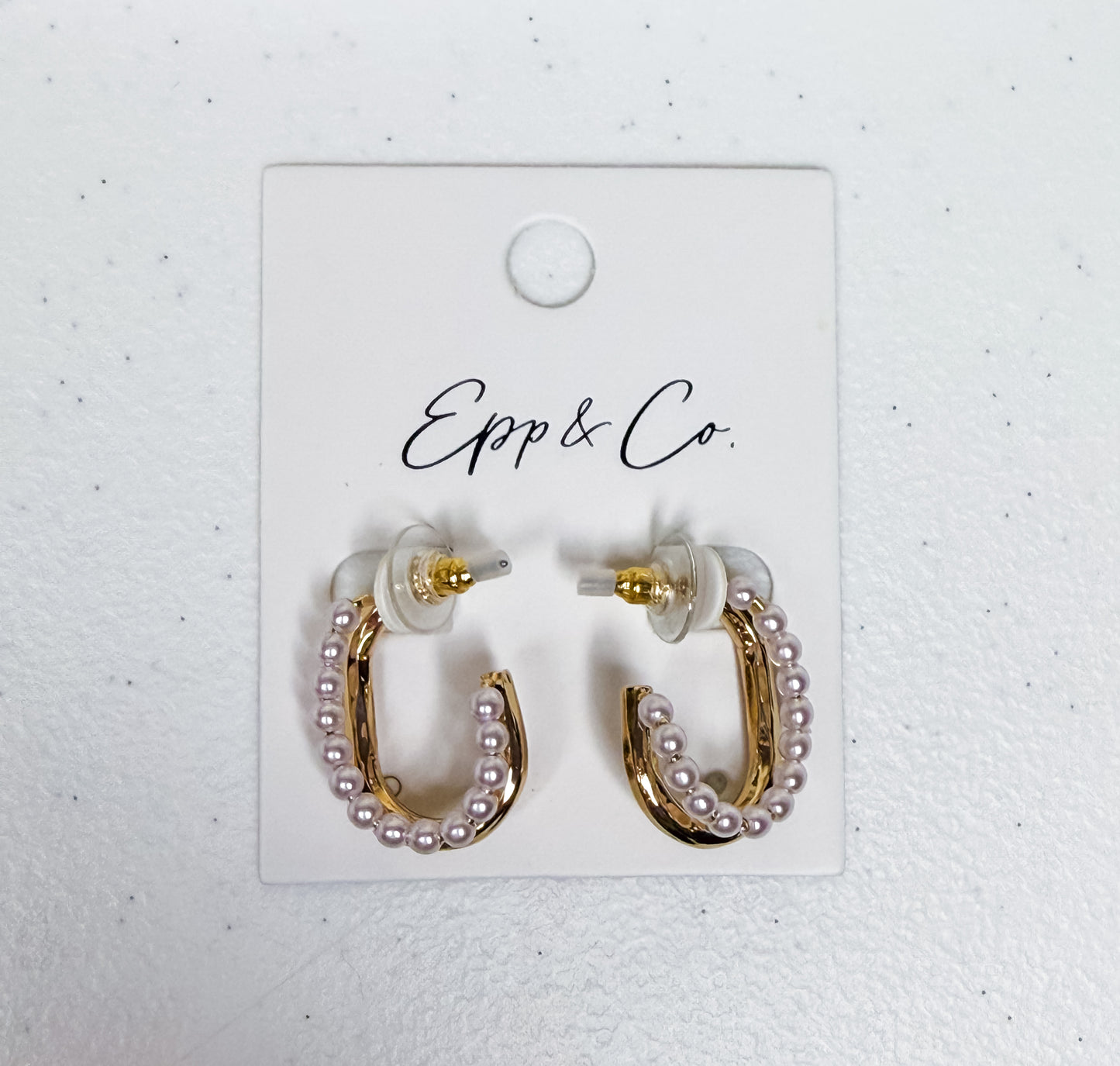 Gold and Pearl Double Hoops