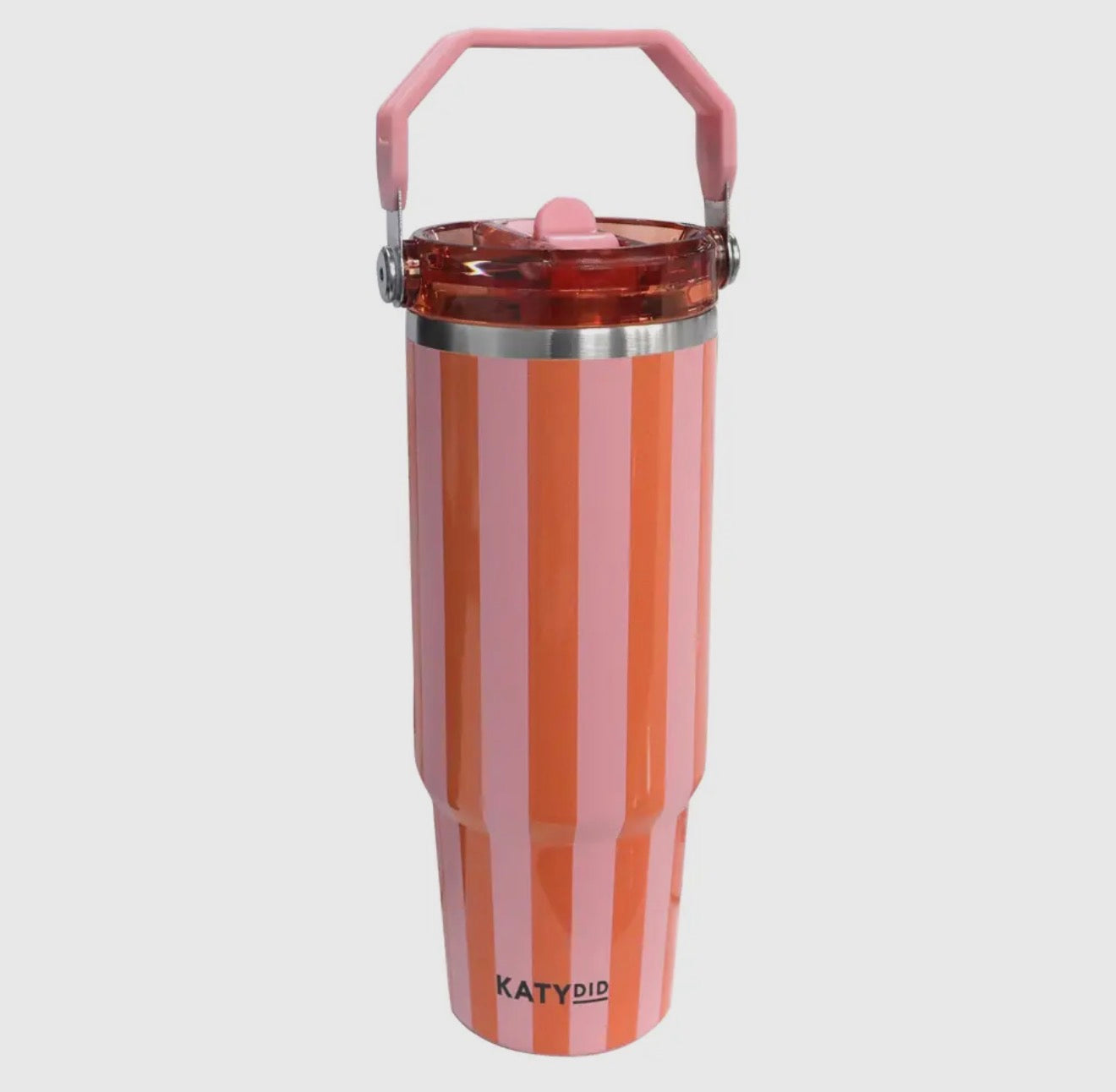 Pink + Orange Cabana Striped Tumbler
